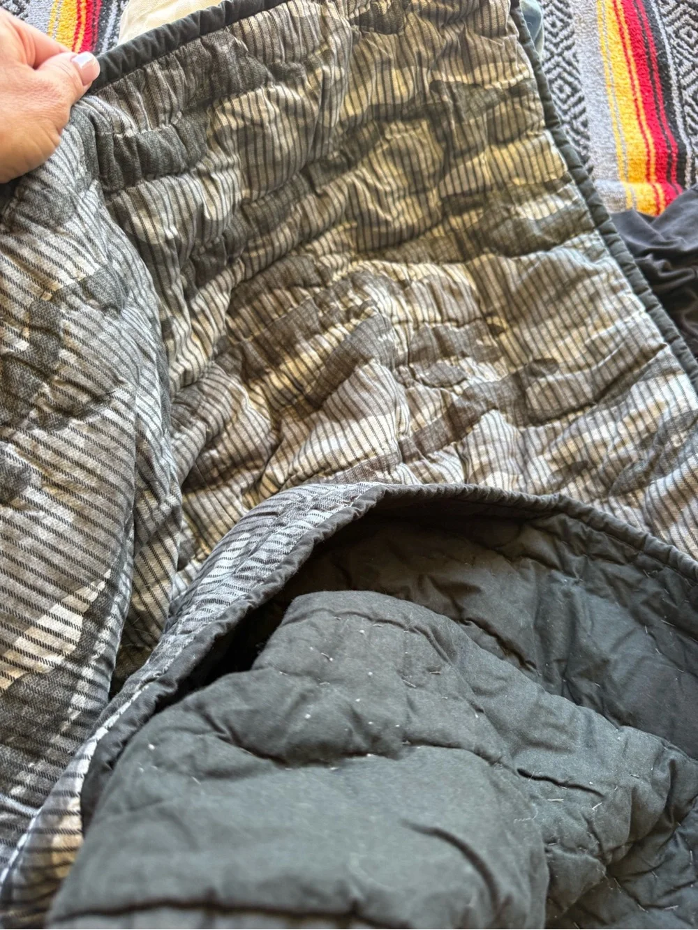 Pottery Barn Teen Gray Camouflage Quilted Coverlet queen excellent condition